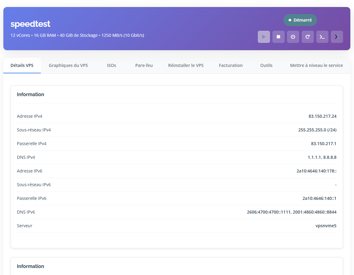 Proxmox interface for VPS management